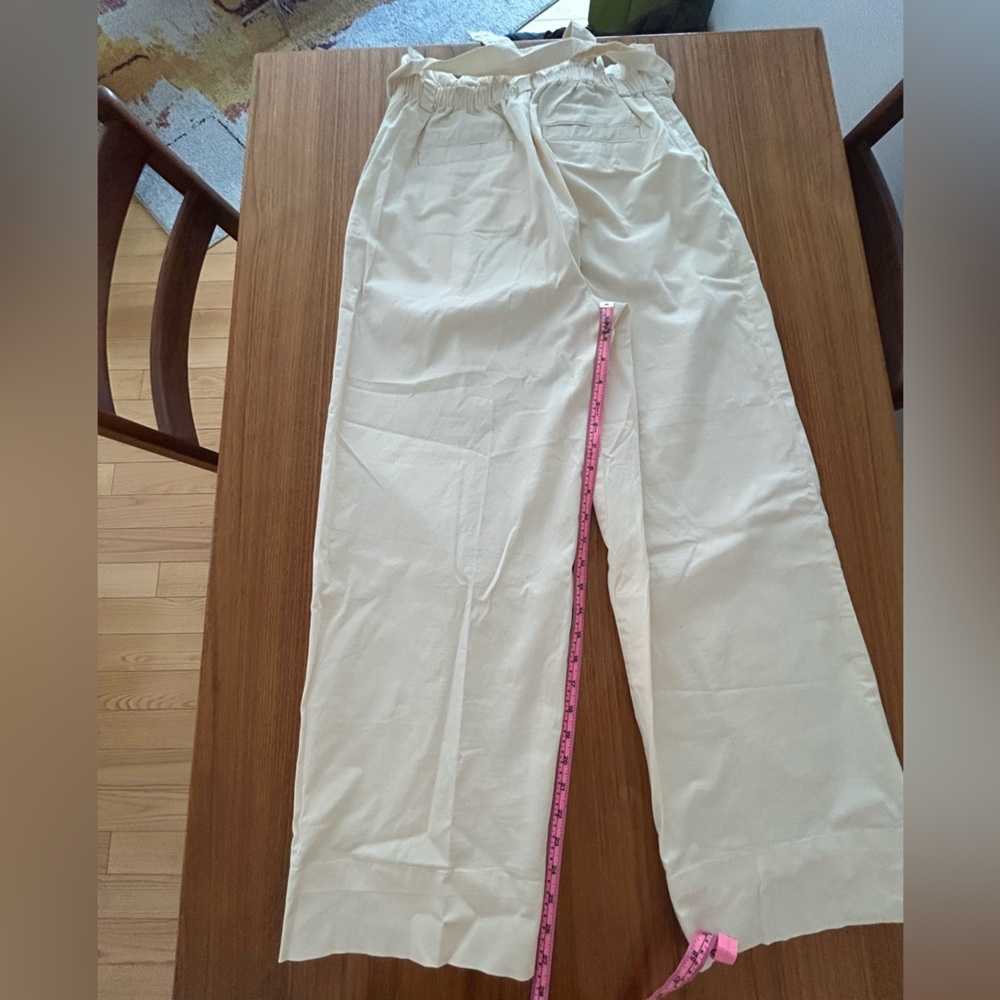 Everlane paper bag waist Cream Wide-Leg Pants